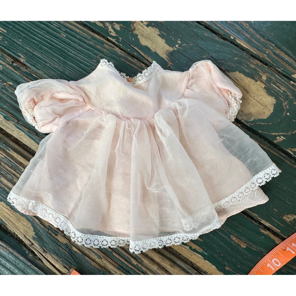 Vintage 1964 Mattel Babyy Pattaburp Doll Dress Pink Lace Tulle Sheer Outfit